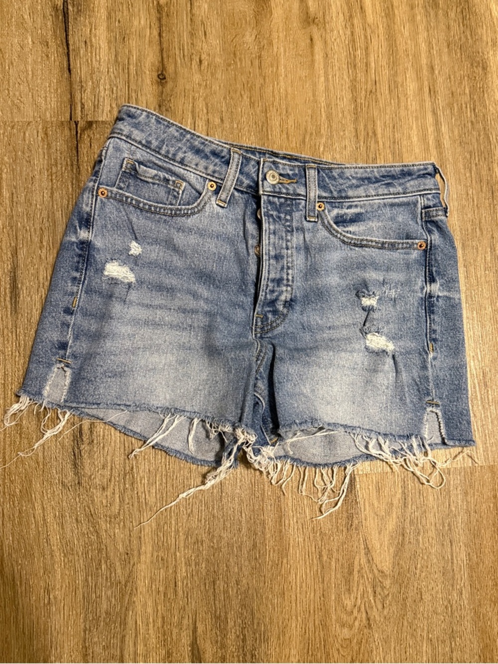 Old Navy OG High rise Light Wash Distressed Denim Cutoff Shorts